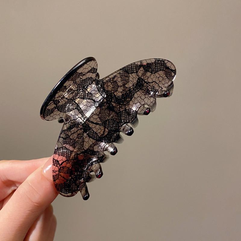 1 szt. Elegancki klips do włosów w stylu Ins z acetatowym wzorem koronki na tył głowy; Klips pazurkowy w stylu koreańskim