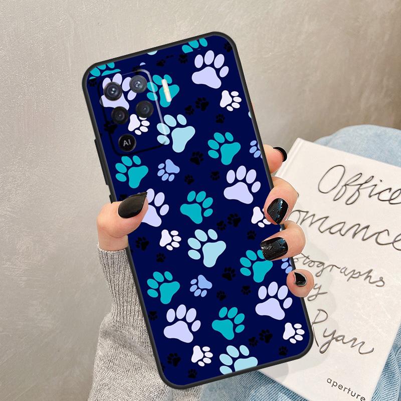 Dog Paw Case For Oppo A54 A74 A94 A17 A57 A77 A76 A16 A96 A18 A60 A80 A40 A38 A58 A78 A98 A15 A5 Pro