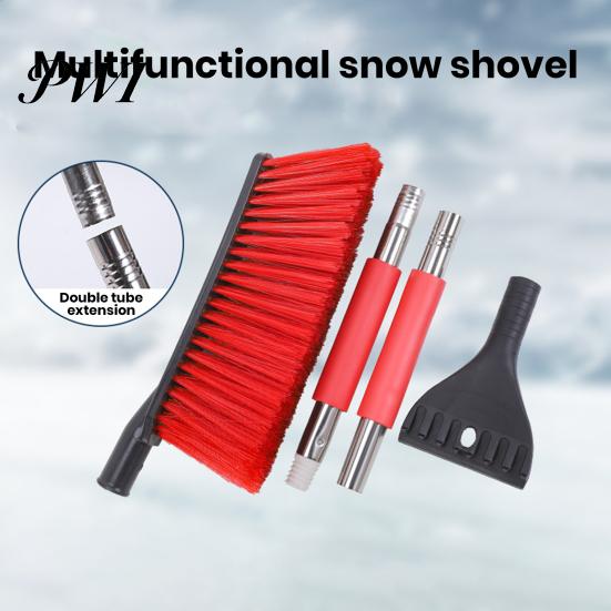 Durable Ice Scraper 2 in 1 Snow with Large Brush Head Extendable Sturdy ABS Portable Auto Shovel Soft Tips