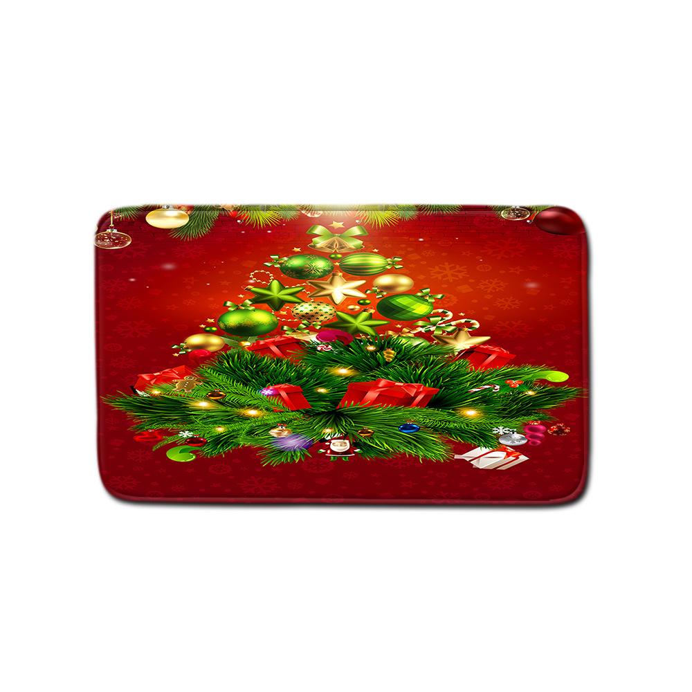 Christmas Bathroom Non-Slip Doormat Bathroom Waterproof Shower Curtain Toilet Floor Mat Four-Piece Shower Room Absorbent Carpet
