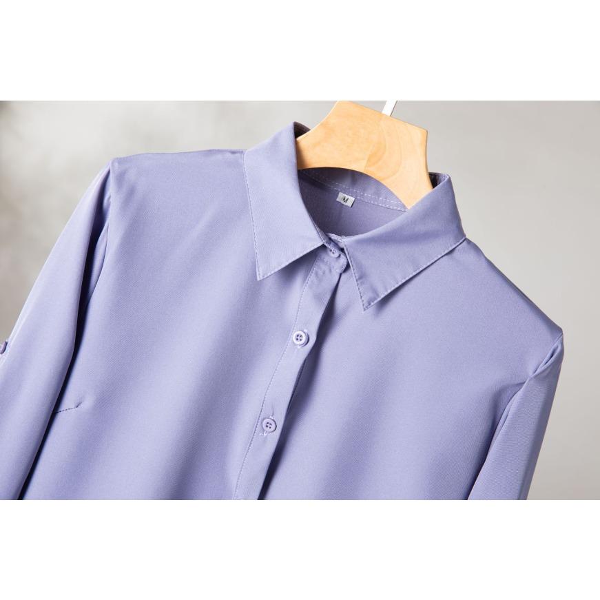 Leisure Shirt Women Button Down Long Sleeve Blouse Tops Spring Fall Solid Ladies Slim Long Basic Shirts