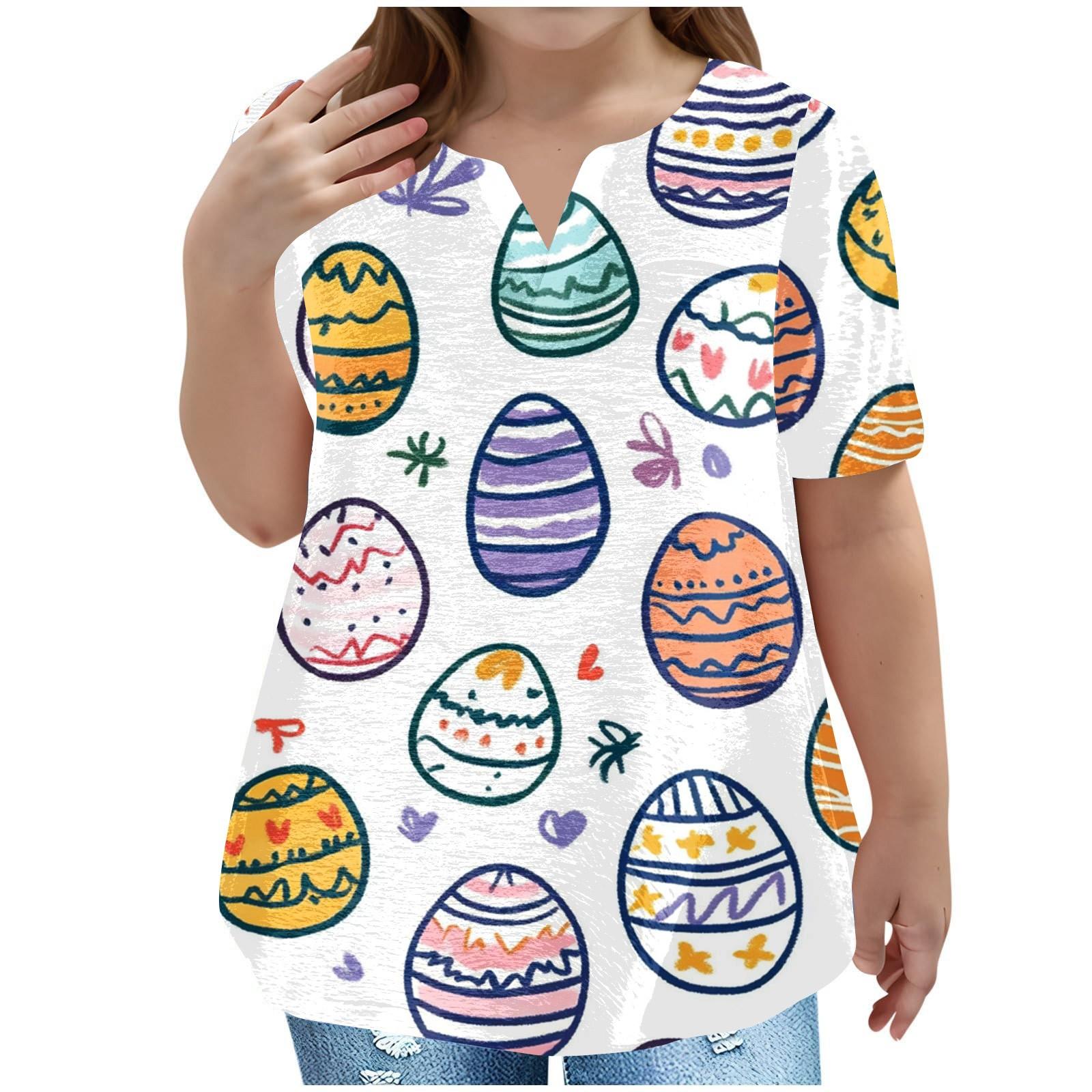 

Детская пасхальная футболка, повседневная мода, топ с V-образным вырезом, короткими рукавами и карманами 160 белый