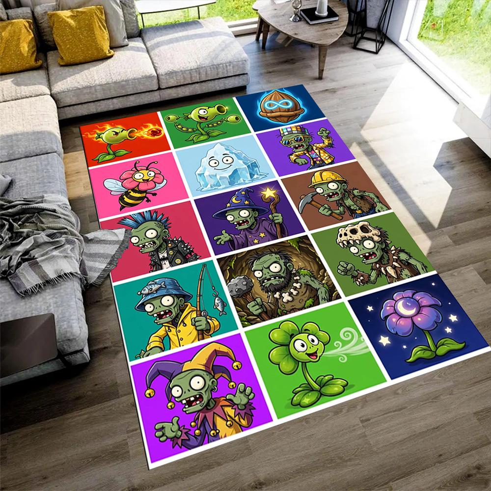 Plants Vs. Zombies Floor Rug Office Rug Design for Study room Game Room Bedrooms Playrooms Antislip Carpet Anime Office Decor Spiritual Gift
