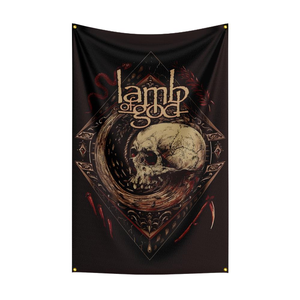 Flaga Zespołu Heavy Rockowego L-Lamb Of Gods 3x5 stóp Baner Poliestrowy z Nadrukiem Cyfrowym do Dekoracji Ściany w Sypialni Dekoracja Gobelinowa na Zewnątrz
