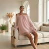 Dames Off Shoulder Mini Jurk, Lange Mouwen Ruches Doorzichtig Mesh Losse Korte Jurk, Casual Feest Uitgaan Clubkleding