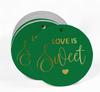 Inkdotpot 100 - Confezione da 100 etichette in carta stagnola color oro vero Love Is Sweet bomboniera da appendere