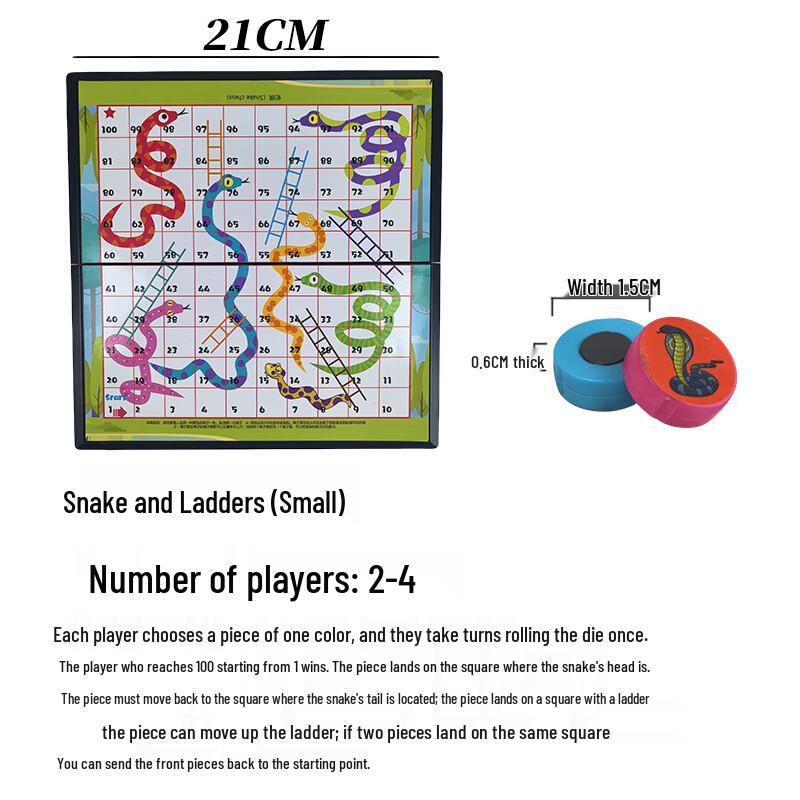Magnetic Foldable Snakes and Ladders Board Game