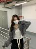 Women's Gray Knit Cardigan – Loose Design for Spring and Autumn, Long Sleeve Top