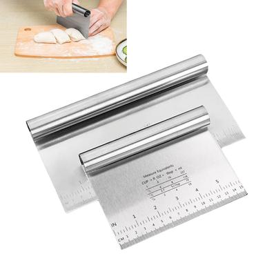 Pro Dough Pastry Scraper/Cutter/Chopper Stainless Steel with Measuring Scale Multipurpose-Cake,Pizza-Pastry Bread Separator 1