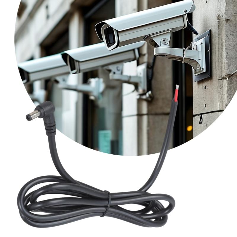 DC5.5mmx2.5mm Right Angle Male Plug Bare End Cable 16AWG Conversion Cord for LED Monitor Cameras Easy Installation