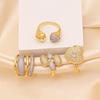 Copper Plated Zircon Double Color Love Peach Heart Oval Design Sense Open Ring Ring Women