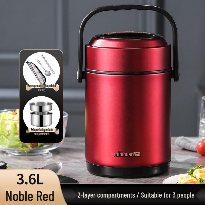Winter Stainless Steel Insulated Multi-layer Lunch Box - Portable, Large Capacity, Keeps Food Hot for 24 Hours, Perfect for Home or Office.