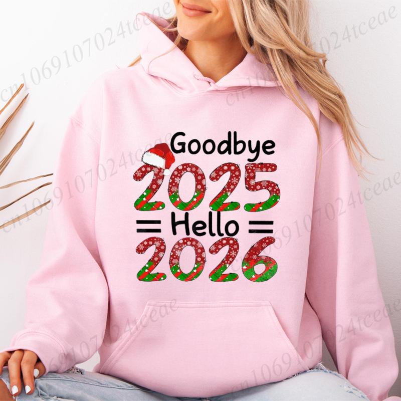 

Женские рождественские толстовки, Толстовки «До свидания 2025, здравствуй 2026», Толстовки с экипажем «С Новым годом 2026», Рождественский семейный спортивный подарок XL