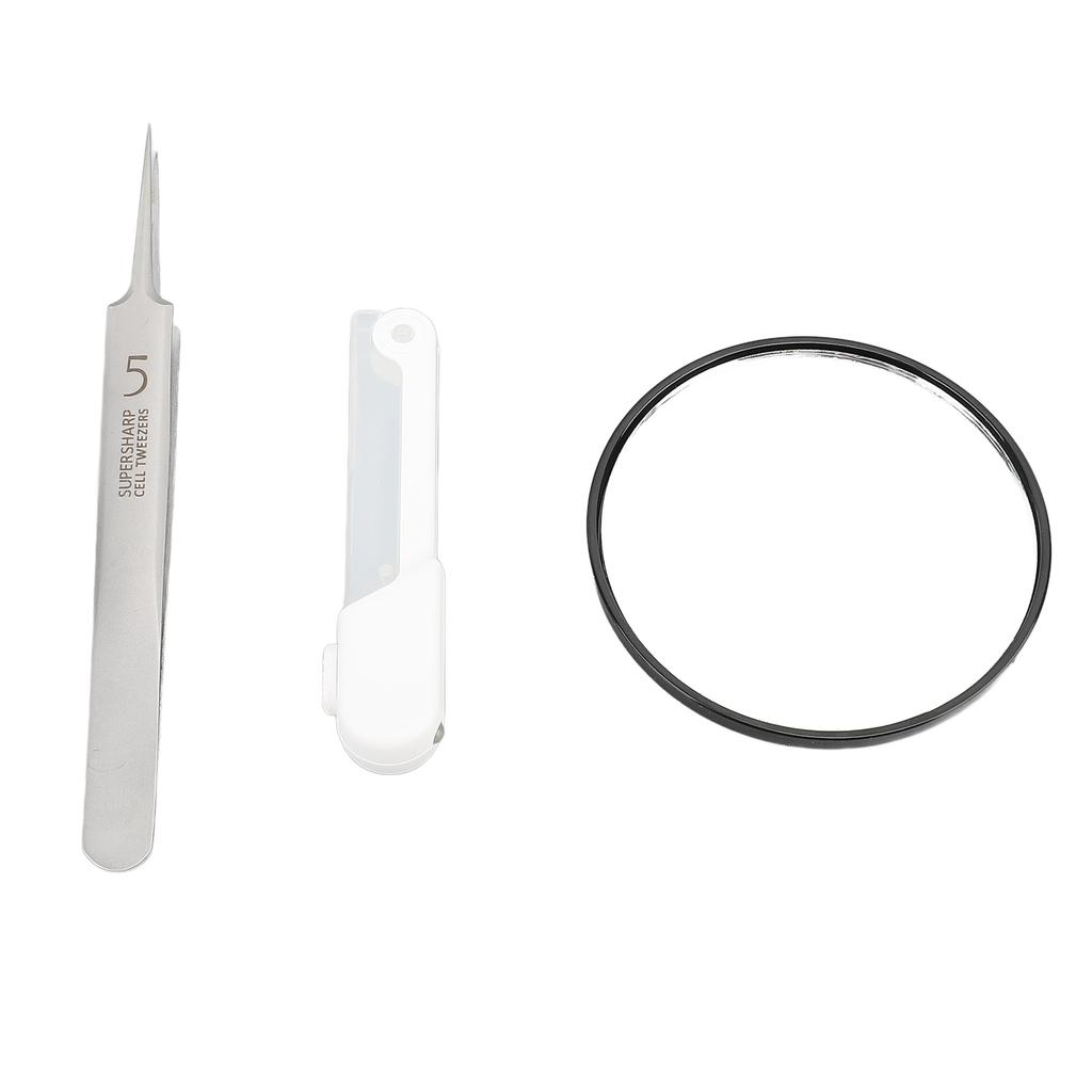 Blackhead Tweezers with LED Light 5X Mirror Pointed Precision Popping Removing Tools Stainless Steel Blackhead