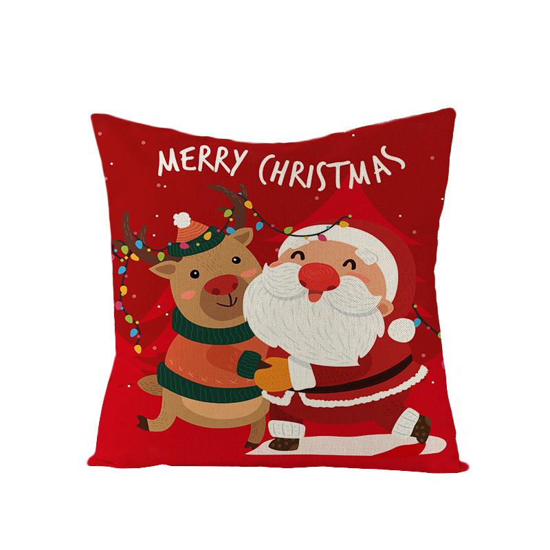 Colorful Plaid Christmas Pillow Cover Polyester Cartoon Print Sofa Cushion Cover Home Decoration