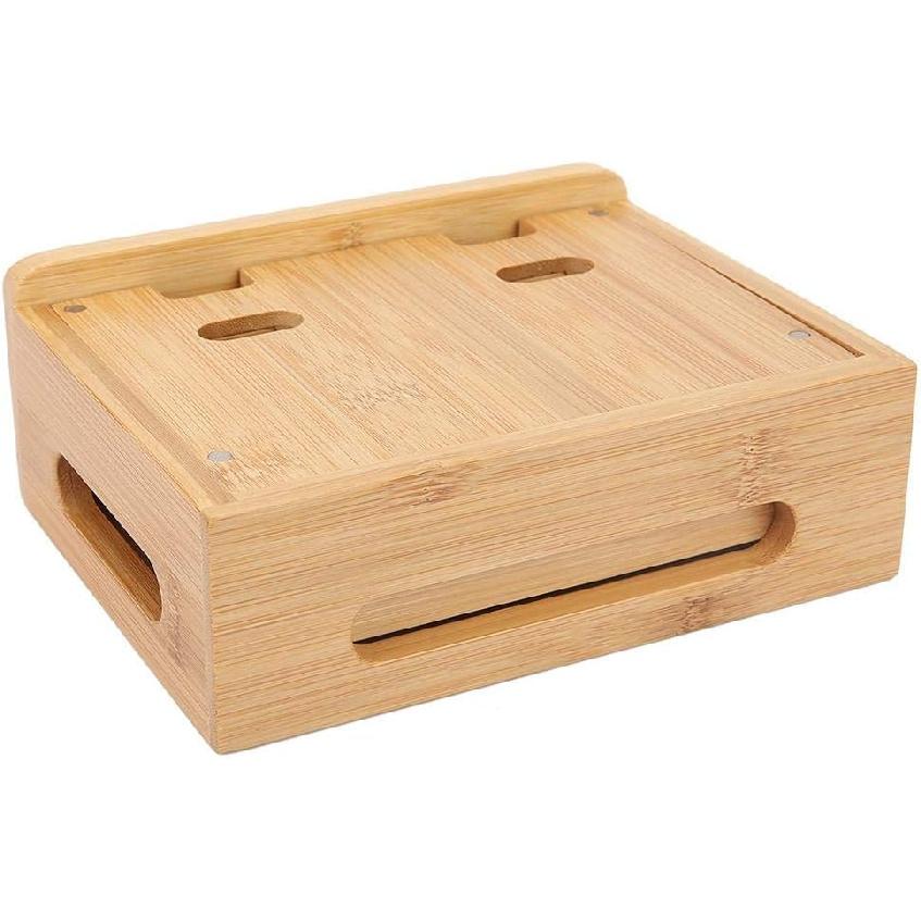 Oumefar Bamboo Multi-Device Stand Holder Charging Station Phone Tablet Charger Organizer 4 in 1 Charging Station for Multiple Devices for Meeting