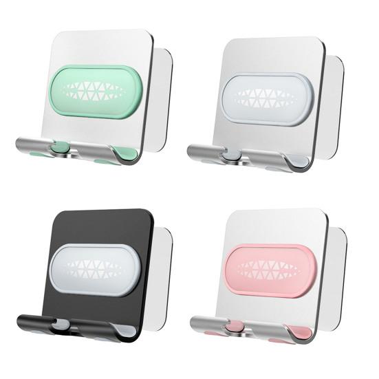 Wall Phone Holder Punch-Free Bedside Non-Slip Multifunctional Metal Self-Adhesive Support Angle Stand Bedroom Remote Control Holder