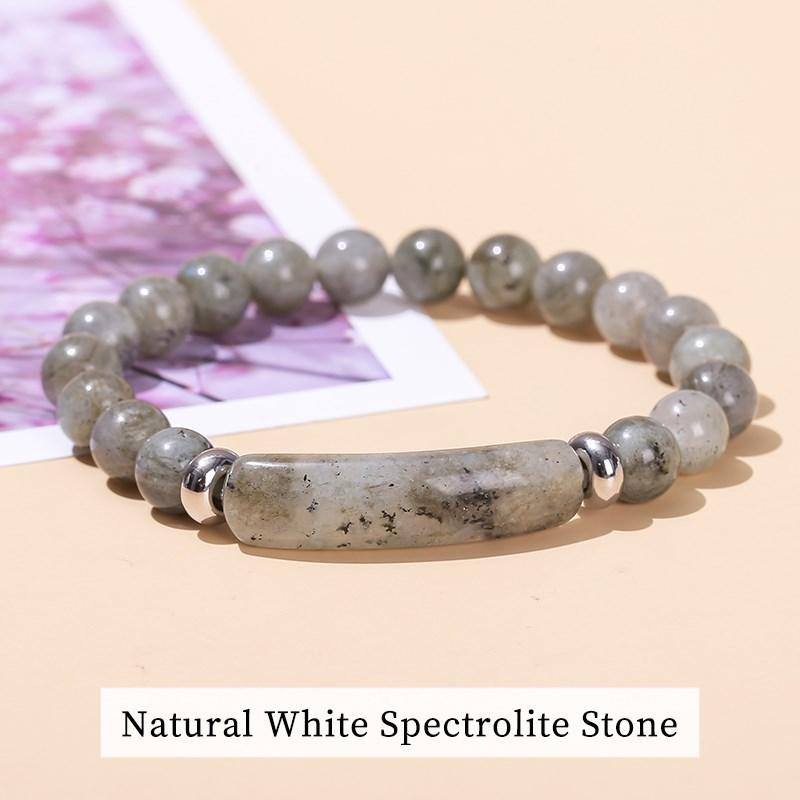 

JD Natural Stone Tiger Eye Amethyst Rectangle Bar Charm Bracelet Women Men Healing Stone Powder Crystal Rough Chakra Jewelry