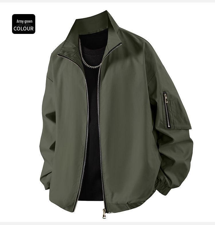 Men's Solid Color Baseball Bomber Jacket - Youth Spring/Autumn Casual Fashion Outerwear