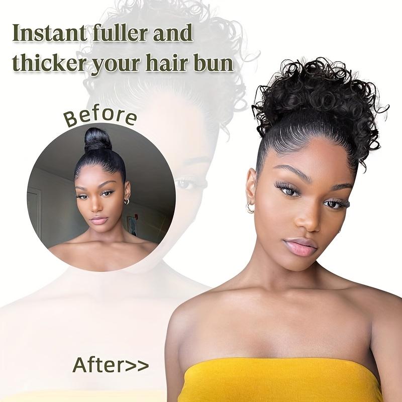 Messy Bun Hair Pieces Elastic Drawstring Fake Hairpieces Short Kinky Curly Scrunchies Ponytail Synthetic Hair Extensions for Women Daily Party Use