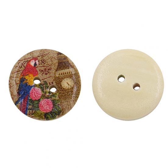 50 Pcs Eiffel Tower Flower 2 Holes Wooden Buttons Sewing DIY Craft Scrapbooking