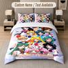 Set Biancheria da Letto Sailor Moon 3 Pezzi, Testo Personalizzato con Nome, 1 Copripiumino e 2 Federe per Camera da Letto