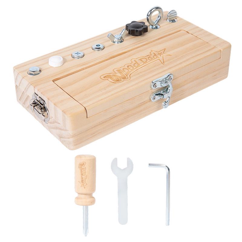 Montessori Wooden Screw & Nut Toolbox for Toddlers - Educational Assembly Toy