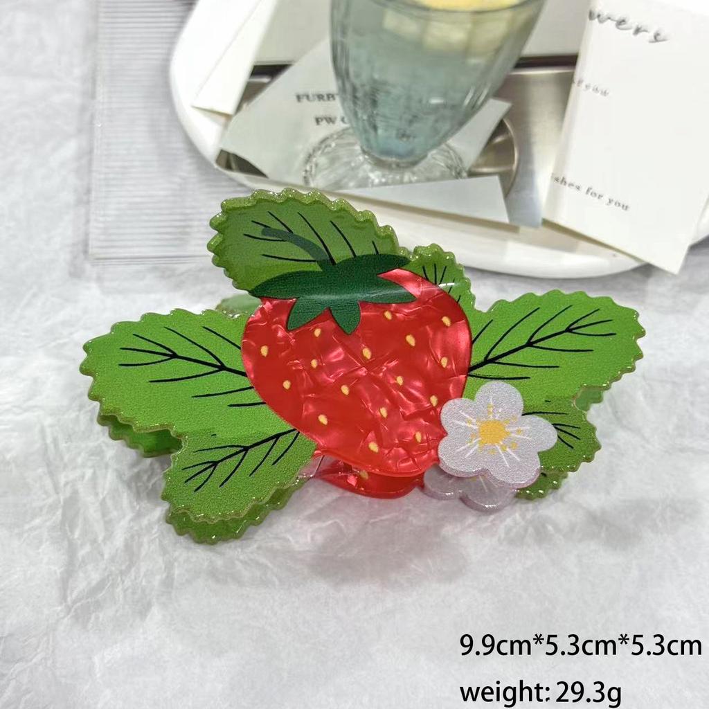 Refreshing World Fruit Series Hair Claw Delicious Strawberry Eco-Friendly Hair Claw Clips Hair Accessories for Women Girls