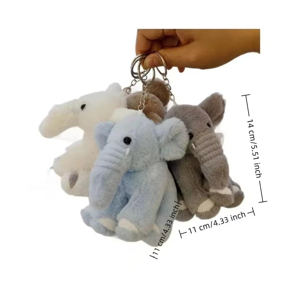 Fluffy Texture Plush Elephant Keychain Soft Plush Material Bag Charm Pendant  Gift for Kids