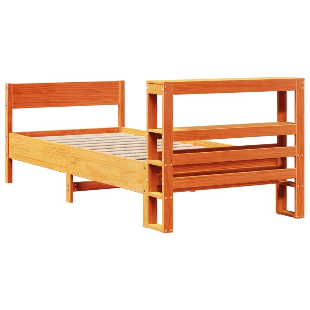 Vidaxl Bed Frame Without Mattress, Waxed Brown, 75X190 Cm, Pine