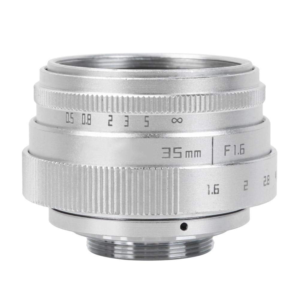 Vbestlife VBESTLIFE 35mm F1.6 CCTV C-Mount Large Aperture Lens, Manual Focus Prime Lens, Compatible with Sony NEX M4/3 FX (Silver)