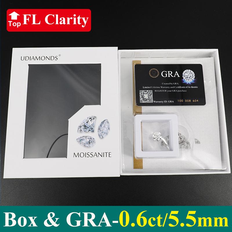 [ 3EX & FL ] New Package 0.1-30ct Super White D Color 3EX Cut FL Clarity Moissanite Loose Stone Pass Diamond Tester with GRA