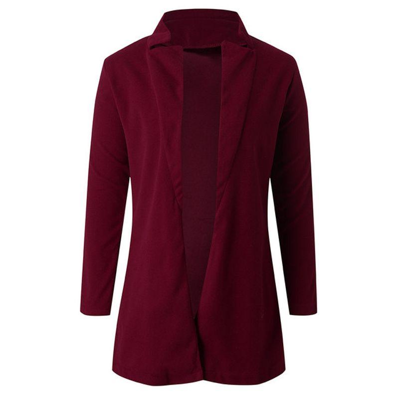 

Однотонная куртка с воротником-стойкой, длинного стиля, верхняя одежда с воротником-стойкой, длинная женская Wine L