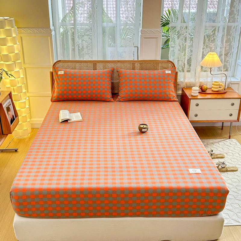 100% Cotton Single Product Bed Hat Yarn-dyed Wash Series Bedspread Mattress Cover 360 Degree Wrap with Elastic Sheet Protector