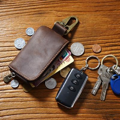 Handmade Genuine Leather Key Wallet and Coin Purse Luxury Designer Casual Key Wallet Organizer for Smart Car Key Bag 6*10.5cm