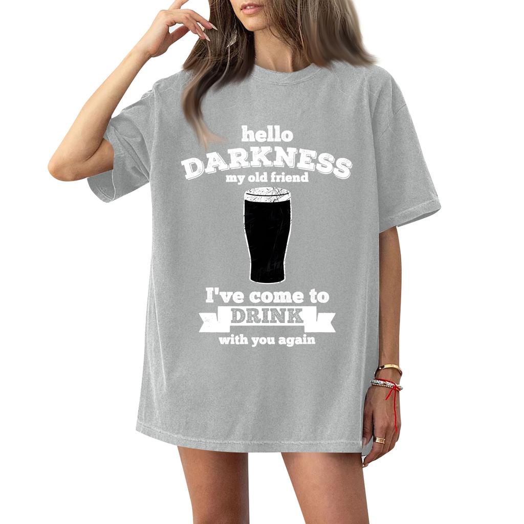 ( Darknss My Old Freend) Women's Fashion Casual Short-Sleeve Neck St. Patrick's Day Printed Shirt/T-Shirt Top