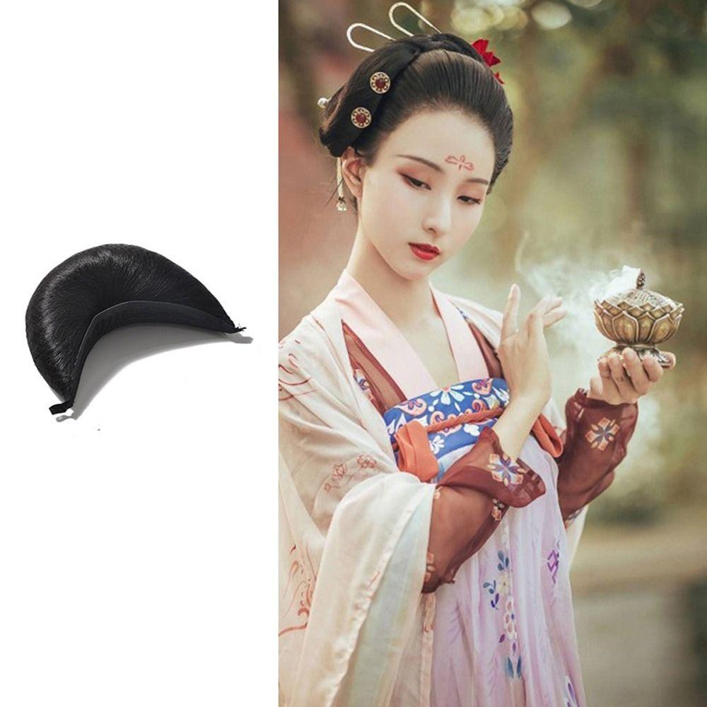 Headdress Retro Hair Pad Croissant Chignon Fairy Wig Bag Hanfu Cosplay Hair Bun Horns Hairpins