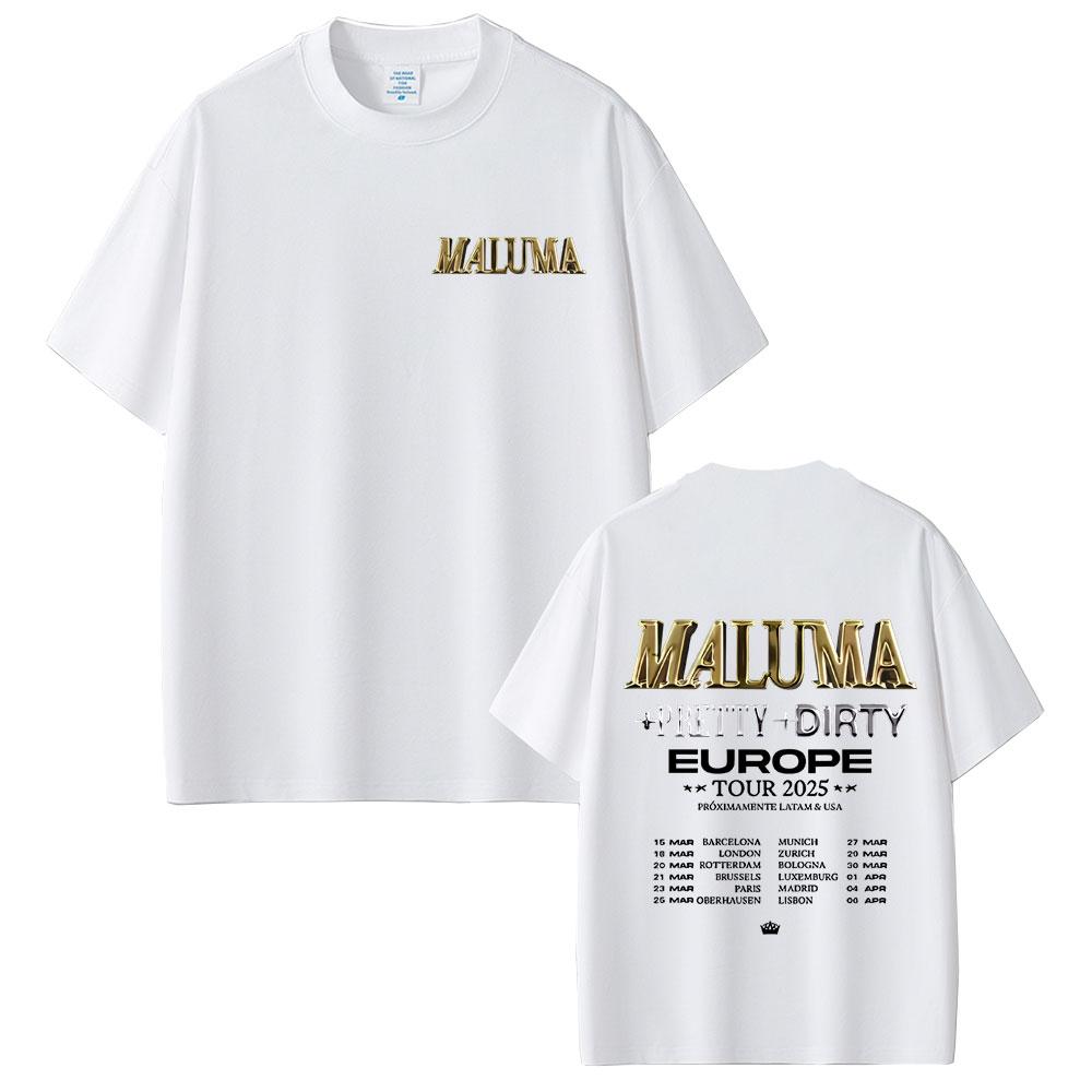 Rapper Maluma Pretty Dirty Europet Tour 2025 T-shirt Men Women Fashion Vintage Oversized T Shirts Male Hip Hop Rap Streetwear