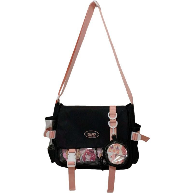 College Wind Joker Simple Large Capacity Postman Bag Female Transparent Baby Bag Pain Bag Tutorial Bag Slung Shoulder Bag.