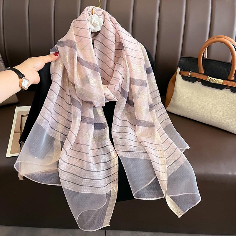 Luxury New Long Silk Scarf for Women Beach Hijab  Elegant Shawls Female Head Wool Wraps Plaid Echarpe Bufanda Bandana