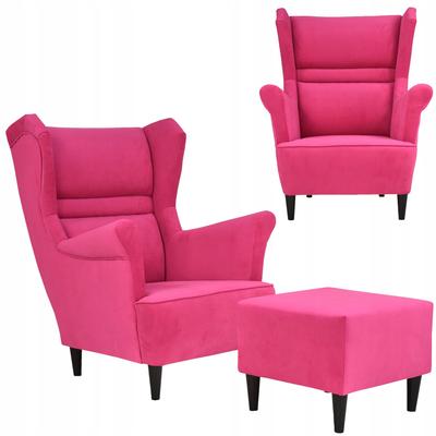 Zoja Wing Chair with Footrest Scandinavian Fuchsia Pink