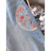 Women's 2025 High-Waisted Embroidered Wide-Leg Jeans - National & Chinese Style