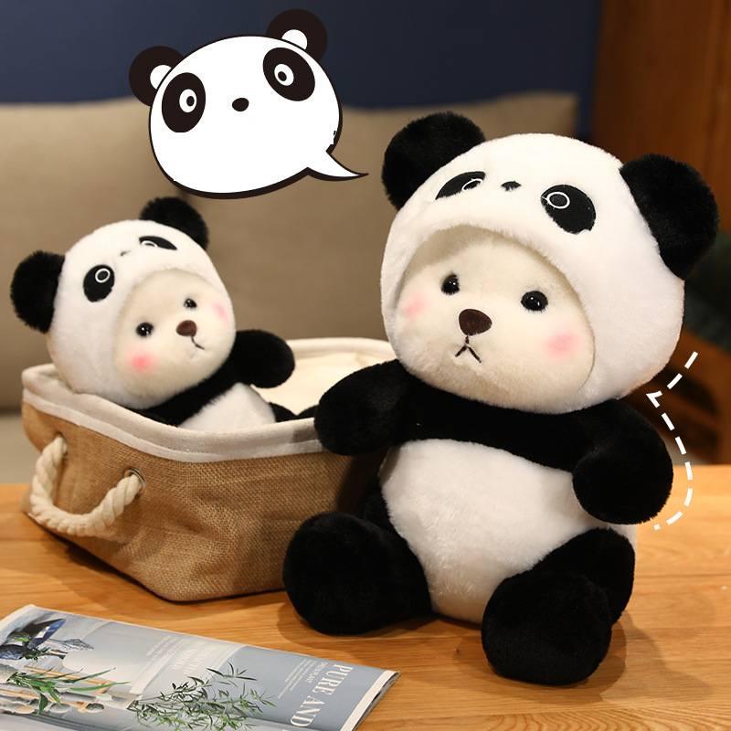 Süßer Bär verwandelt sich in Panda Plüschtier Spielzeug für Jungen und Mädchen Geburtstagsgeschenk Schlafkuschler