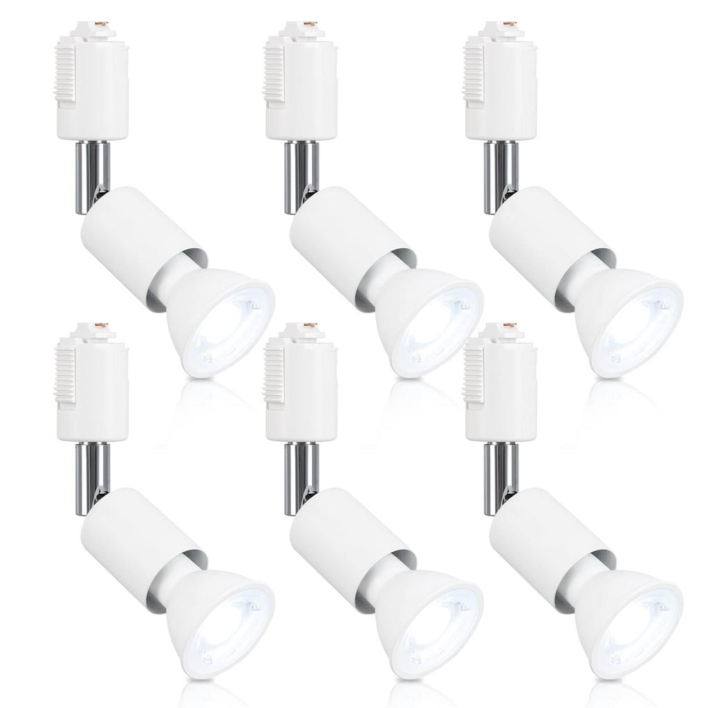 Xydled Duct Rail Spotlight, 50W E11 LED Bulb Included, Wired Duct Rail Fixture Set, Ceiling Light, Set of 6 (Daylight White)