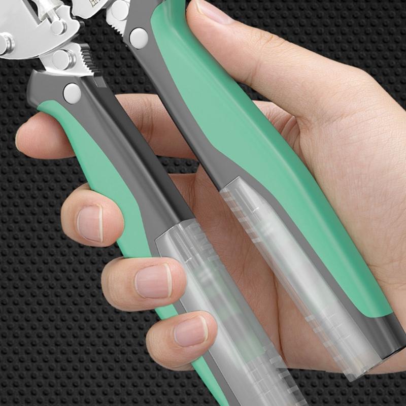 Collapsible Wire Stripping Pliers Multifunction Electrician Tool with Crimping Cutting and Wrench Features Foldable
