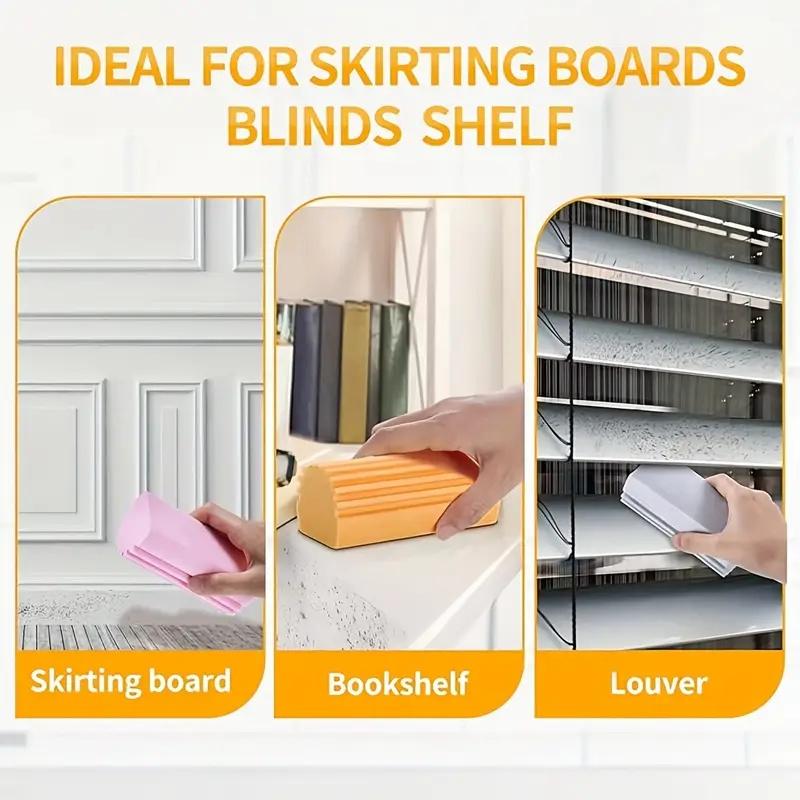 1pc Colors are random Magic Dust Sponge, Reusable Duster for Blinds, Glass, Vents, Mirrors & Baseboards. Compact & High-Quality.