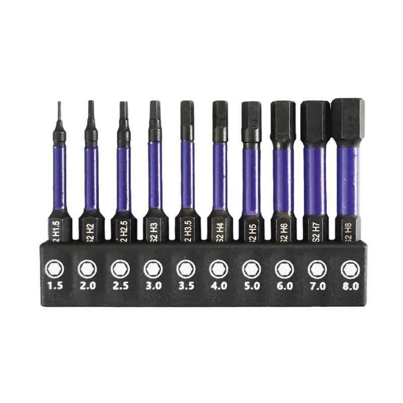 10Pcs H1.5-H8 Hex Head Wrench Drill Bit with Screwdrivers Bit Holder Set 1/4" Quick Release Shank Magnetic Screwdriver Bit Tools