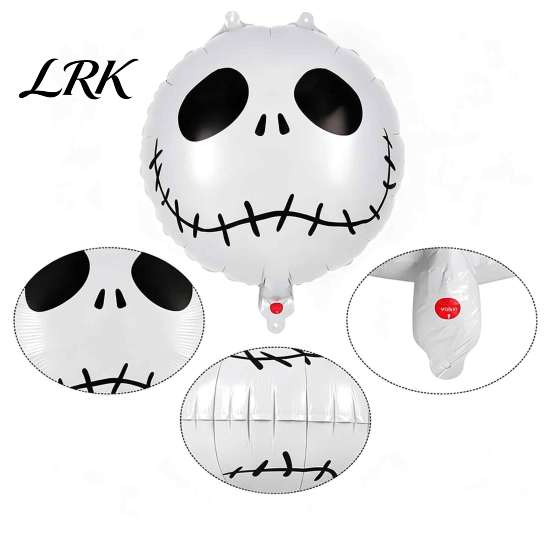 Table Decoration Supplies 12PCS Halloween Skull Balloon Set, Aluminum Foil Balloons, Black And White Costume Party Accessories Striped Realistic Print