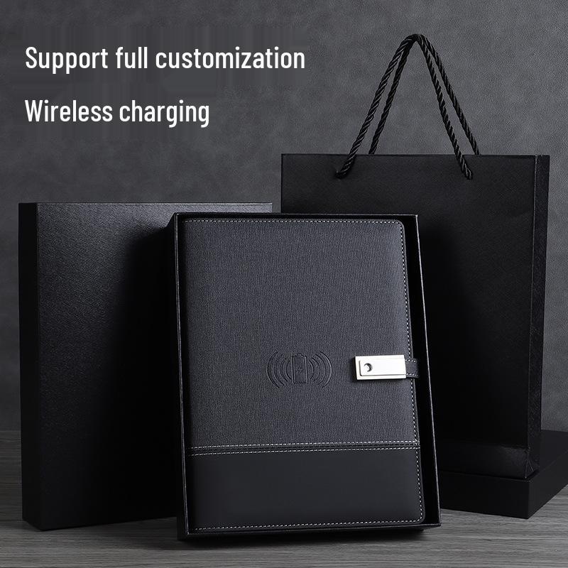 Wireless Charging Table Lamp & A5 Loose-Leaf Power Bank Notepad - Custom Business Gift