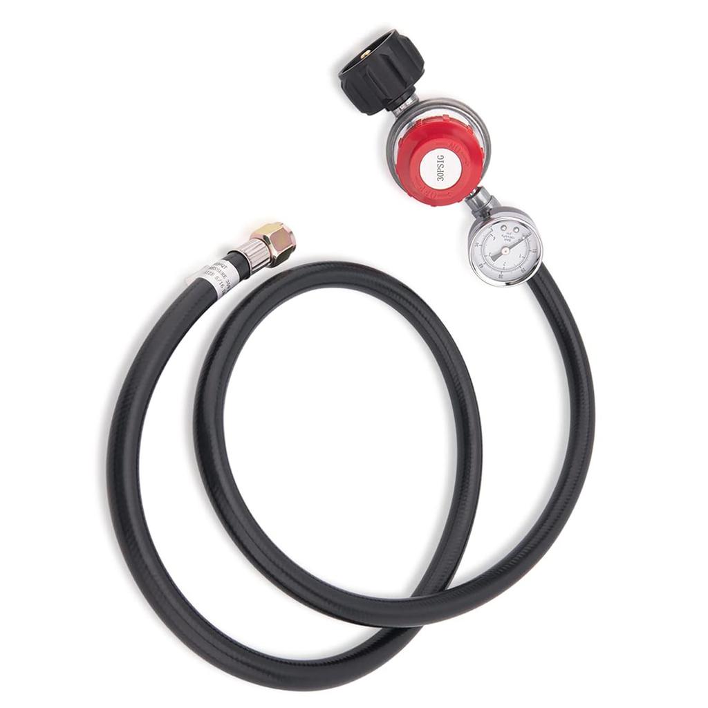 Regulador de Propano Ajustável para Grelhador a Gás com Mangueira Encaixe de Alta Pressão para Cilindro Queimadores de Grelhador para Churrasco Fritadeiras Aquecedores Fogão